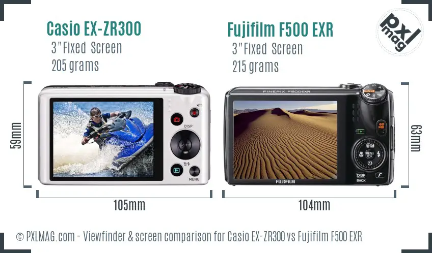 Casio EX-ZR300 vs Fujifilm F500 EXR Screen and Viewfinder comparison Casio EX-ZR300 vs Fujifilm F500 EXR Screen and Viewfinder comparison