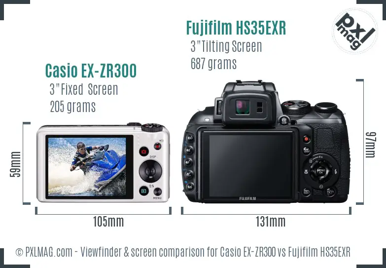 Casio EX-ZR300 vs Fujifilm HS35EXR Screen and Viewfinder comparison