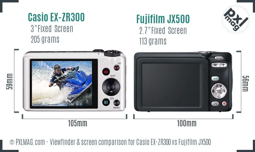 Casio EX-ZR300 vs Fujifilm JX500 Screen and Viewfinder comparison Casio EX-ZR300 vs Fujifilm JX500 Screen and Viewfinder comparison