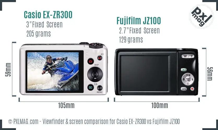 Casio EX-ZR300 vs Fujifilm JZ100 Screen and Viewfinder comparison Casio EX-ZR300 vs Fujifilm JZ100 Screen and Viewfinder comparison