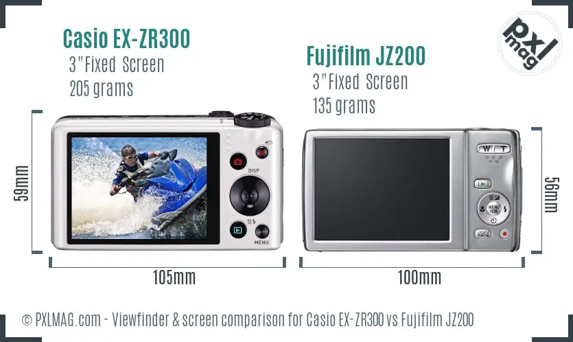 Casio EX-ZR300 vs Fujifilm JZ200 Screen and Viewfinder comparison Casio EX-ZR300 vs Fujifilm JZ200 Screen and Viewfinder comparison
