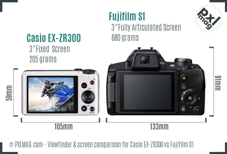 Casio EX-ZR300 vs Fujifilm S1 Screen and Viewfinder comparison