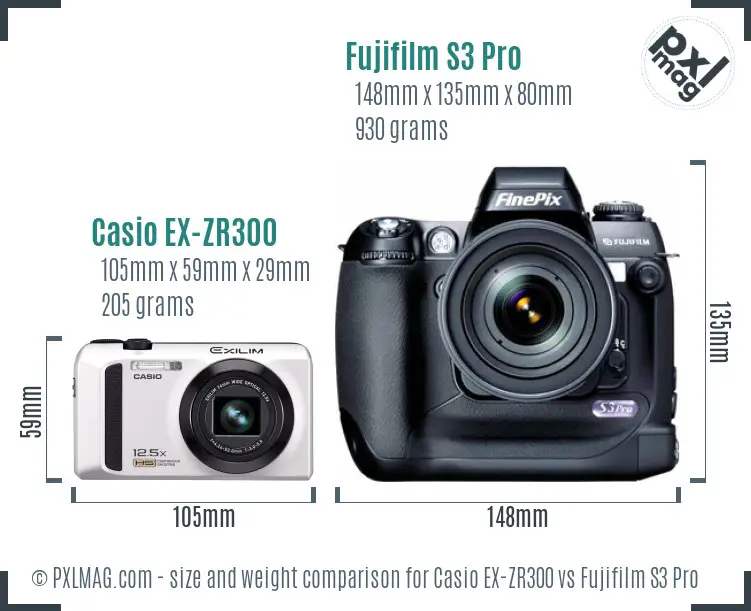 Casio EX-ZR300 vs Fujifilm S3 Pro size comparison Casio EX-ZR300 vs Fujifilm S3 Pro size comparison