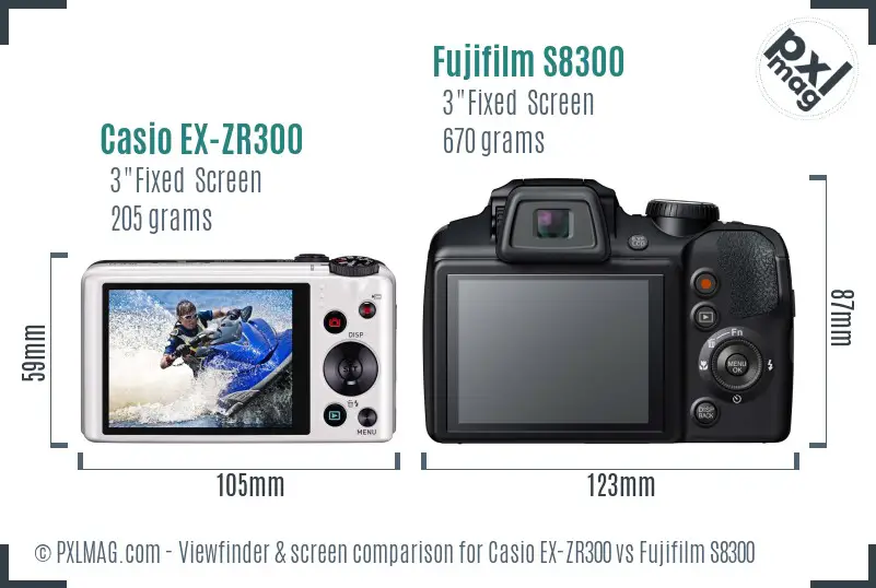 Casio EX-ZR300 vs Fujifilm S8300 Screen and Viewfinder comparison