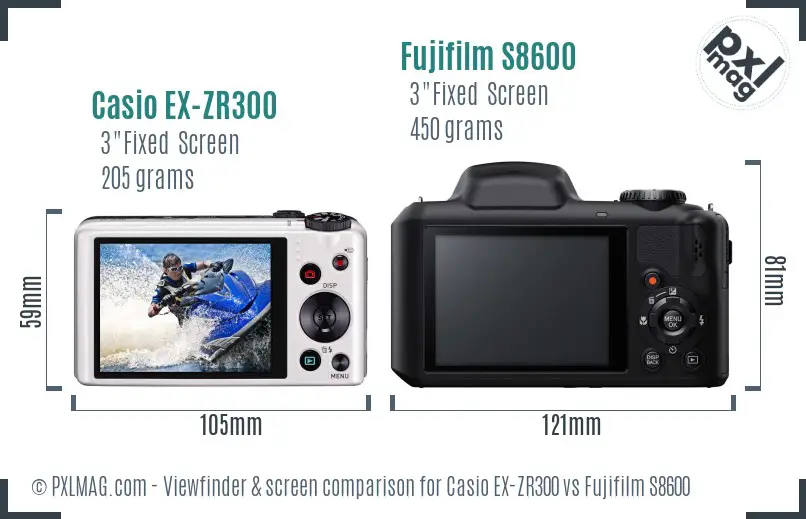 Casio EX-ZR300 vs Fujifilm S8600 Screen and Viewfinder comparison Casio EX-ZR300 vs Fujifilm S8600 Screen and Viewfinder comparison