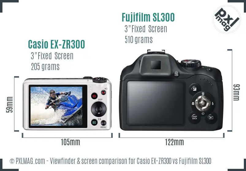 Casio EX-ZR300 vs Fujifilm SL300 Screen and Viewfinder comparison