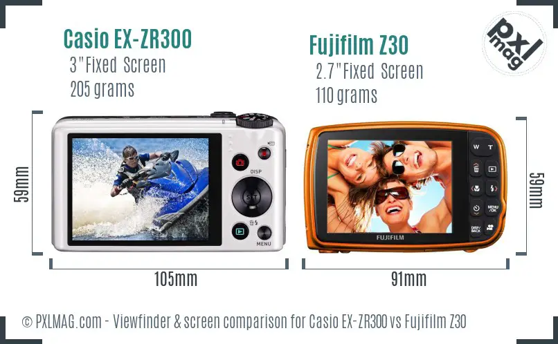 Casio EX-ZR300 vs Fujifilm Z30 Screen and Viewfinder comparison Casio EX-ZR300 vs Fujifilm Z30 Screen and Viewfinder comparison