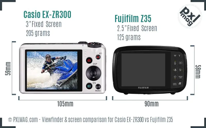 Casio EX-ZR300 vs Fujifilm Z35 Screen and Viewfinder comparison