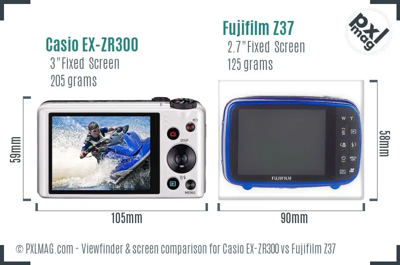 Casio EX-ZR300 vs Fujifilm Z37 Screen and Viewfinder comparison