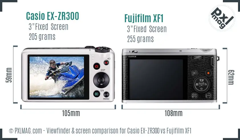 Casio EX-ZR300 vs Fujifilm XF1 Screen and Viewfinder comparison Casio EX-ZR300 vs Fujifilm XF1 Screen and Viewfinder comparison