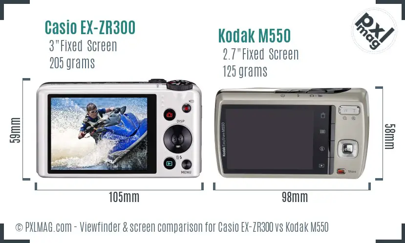 Casio EX-ZR300 vs Kodak M550 Screen and Viewfinder comparison Casio EX-ZR300 vs Kodak M550 Screen and Viewfinder comparison