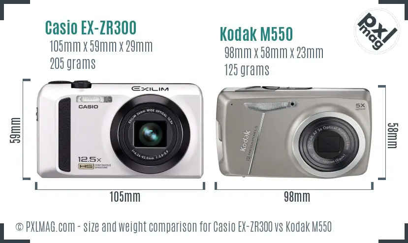 Casio EX-ZR300 vs Kodak M550 size comparison Casio EX-ZR300 vs Kodak M550 size comparison