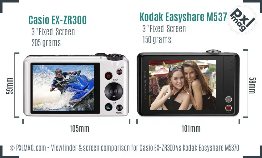 Casio EX-ZR300 vs Kodak Easyshare M5370 Screen and Viewfinder comparison