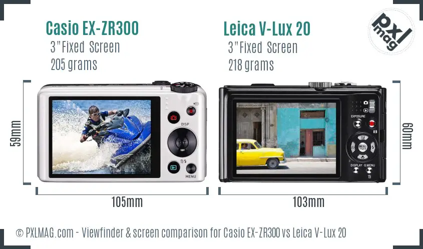 Casio EX-ZR300 vs Leica V-Lux 20 Screen and Viewfinder comparison