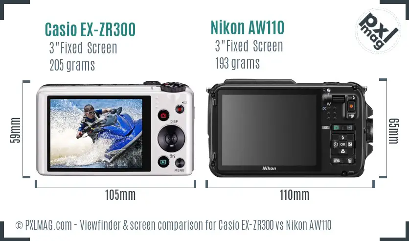 Casio EX-ZR300 vs Nikon AW110 Screen and Viewfinder comparison Casio EX-ZR300 vs Nikon AW110 Screen and Viewfinder comparison