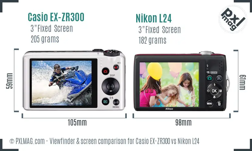 Casio EX-ZR300 vs Nikon L24 Screen and Viewfinder comparison