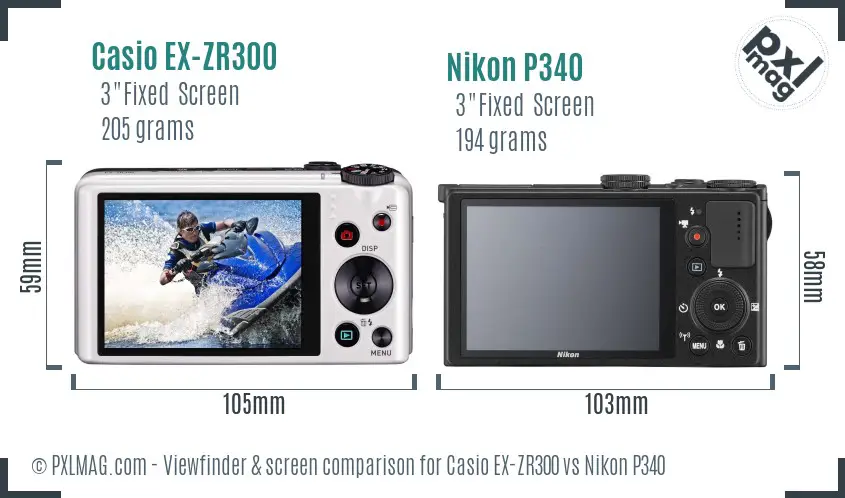 Casio EX-ZR300 vs Nikon P340 Screen and Viewfinder comparison Casio EX-ZR300 vs Nikon P340 Screen and Viewfinder comparison