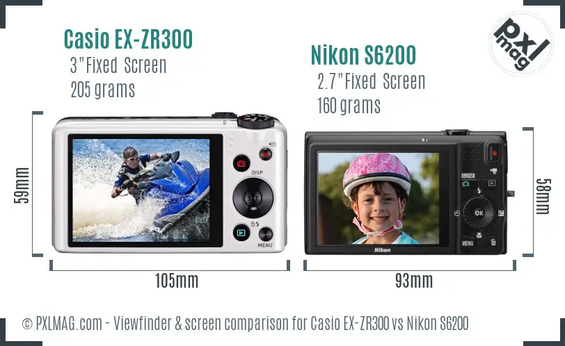 Casio EX-ZR300 vs Nikon S6200 Screen and Viewfinder comparison