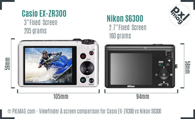 Casio EX-ZR300 vs Nikon S6300 Screen and Viewfinder comparison