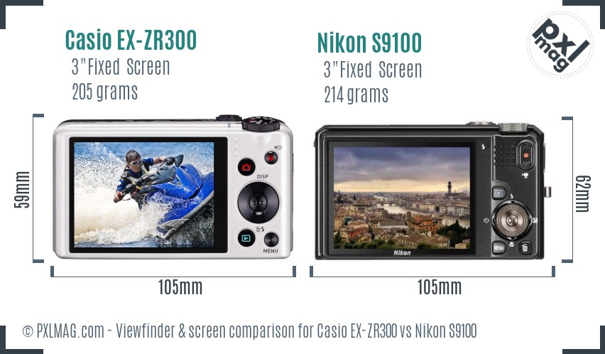 Casio EX-ZR300 vs Nikon S9100 Screen and Viewfinder comparison