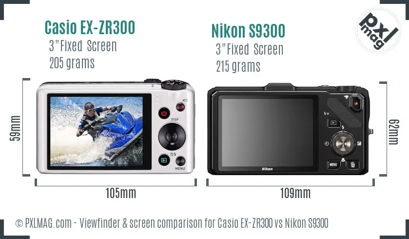 Casio EX-ZR300 vs Nikon S9300 Screen and Viewfinder comparison