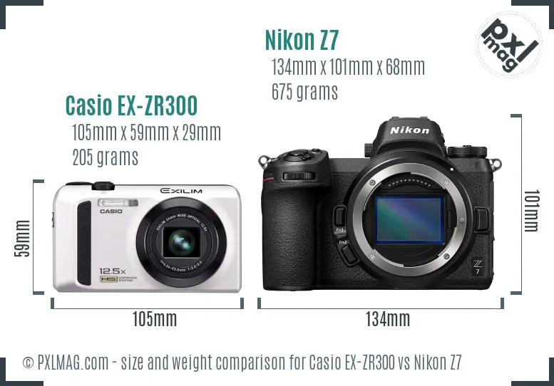 Casio EX-ZR300 vs Nikon Z7 size comparison