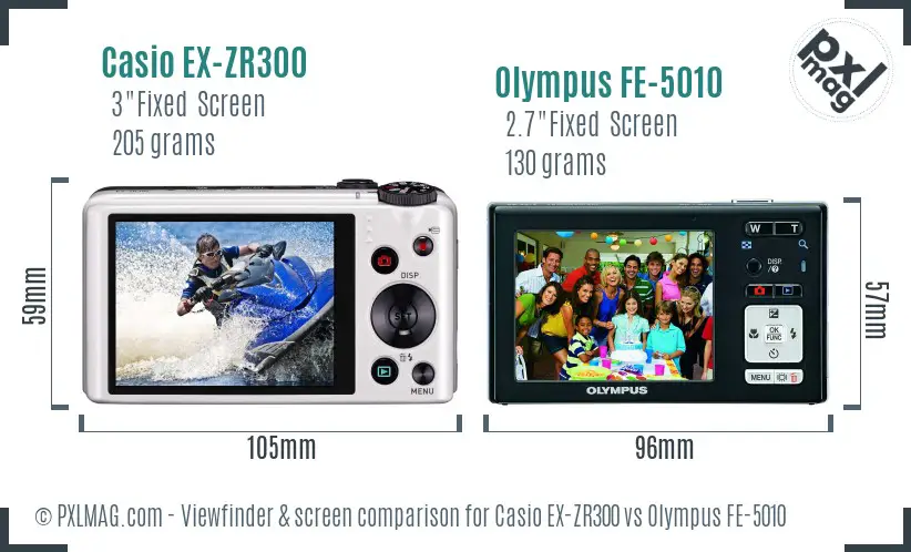 Casio EX-ZR300 vs Olympus FE-5010 Screen and Viewfinder comparison