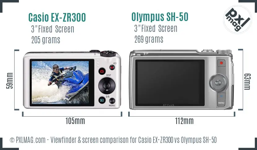 Casio EX-ZR300 vs Olympus SH-50 Screen and Viewfinder comparison Casio EX-ZR300 vs Olympus SH-50 Screen and Viewfinder comparison