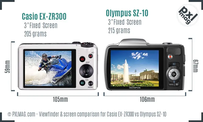 Casio EX-ZR300 vs Olympus SZ-10 Screen and Viewfinder comparison Casio EX-ZR300 vs Olympus SZ-10 Screen and Viewfinder comparison