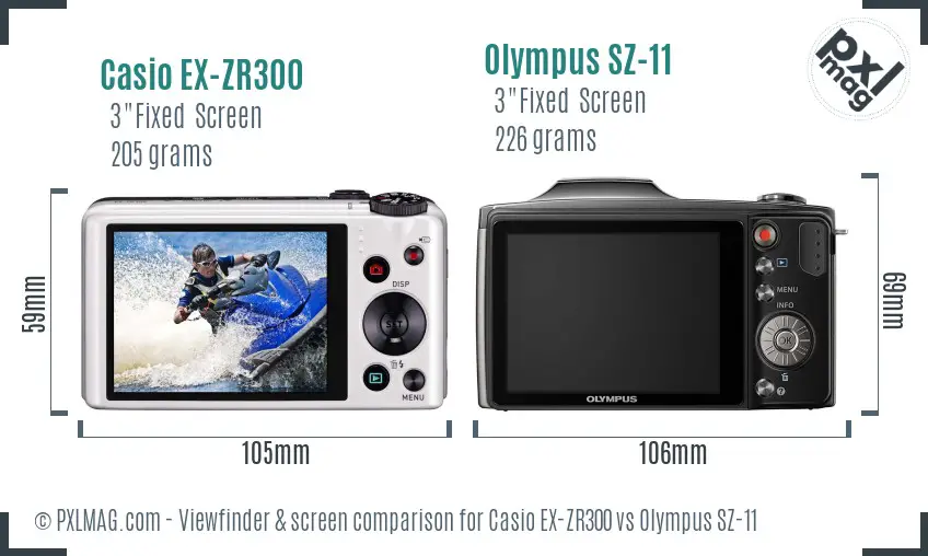 Casio EX-ZR300 vs Olympus SZ-11 Screen and Viewfinder comparison Casio EX-ZR300 vs Olympus SZ-11 Screen and Viewfinder comparison