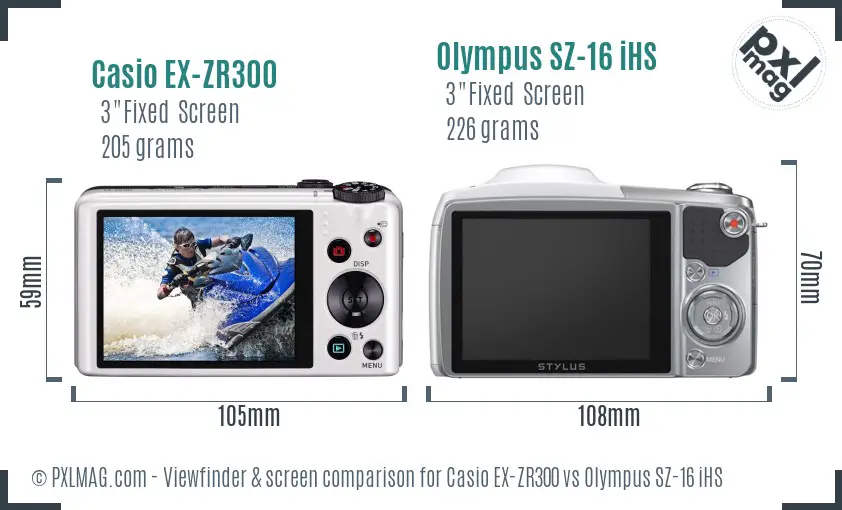 Casio EX-ZR300 vs Olympus SZ-16 iHS Screen and Viewfinder comparison Casio EX-ZR300 vs Olympus SZ-16 iHS Screen and Viewfinder comparison