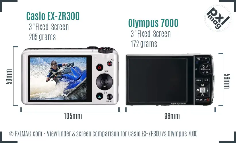 Casio EX-ZR300 vs Olympus 7000 Screen and Viewfinder comparison Casio EX-ZR300 vs Olympus 7000 Screen and Viewfinder comparison