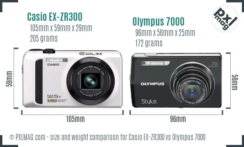 Casio EX-ZR300 vs Olympus 7000 size comparison Casio EX-ZR300 vs Olympus 7000 size comparison