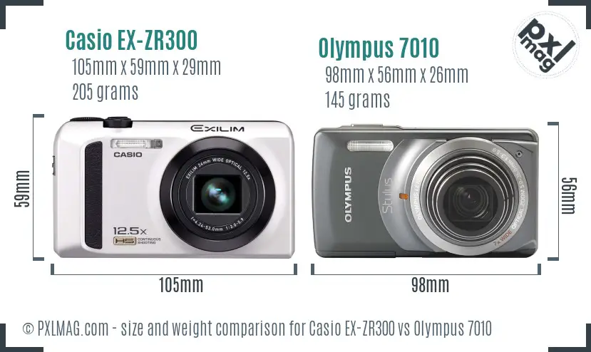 Casio EX-ZR300 vs Olympus 7010 size comparison Casio EX-ZR300 vs Olympus 7010 size comparison