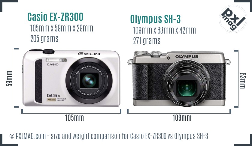 Casio EX-ZR300 vs Olympus SH-3 size comparison Casio EX-ZR300 vs Olympus SH-3 size comparison