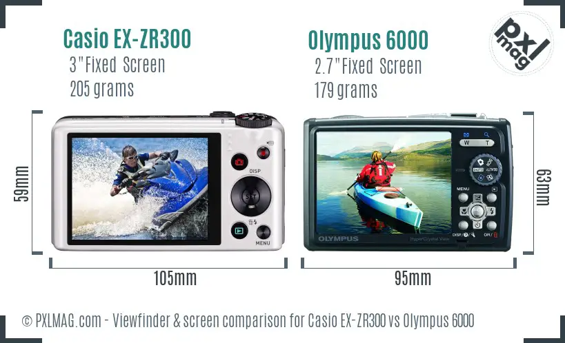 Casio EX-ZR300 vs Olympus 6000 Screen and Viewfinder comparison