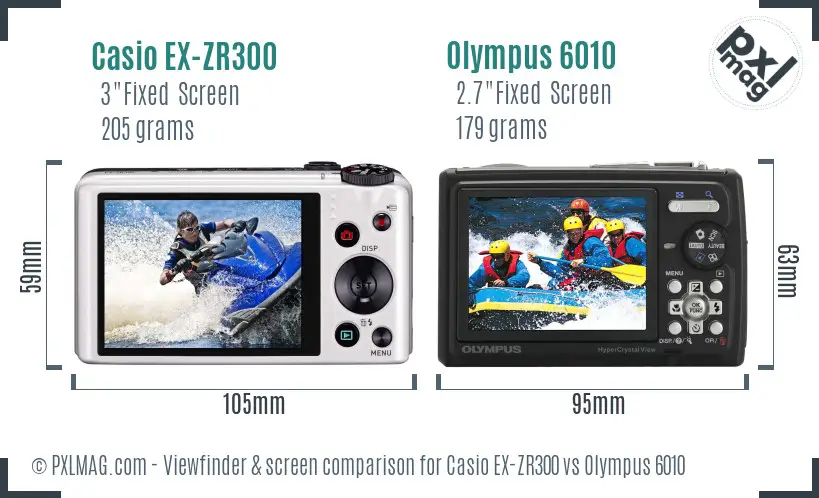 Casio EX-ZR300 vs Olympus 6010 Screen and Viewfinder comparison