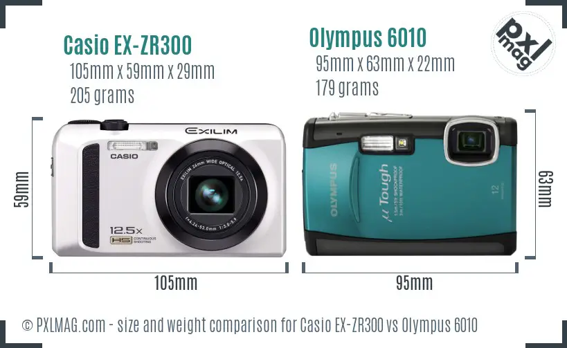 Casio EX-ZR300 vs Olympus 6010 size comparison