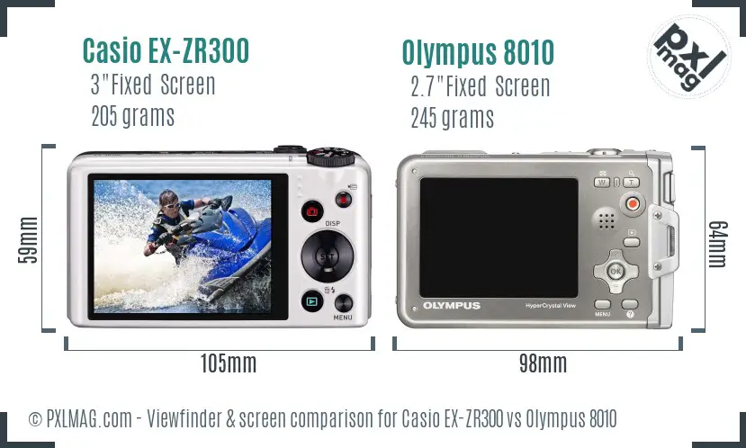 Casio EX-ZR300 vs Olympus 8010 Screen and Viewfinder comparison Casio EX-ZR300 vs Olympus 8010 Screen and Viewfinder comparison