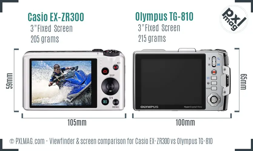 Casio EX-ZR300 vs Olympus TG-810 Screen and Viewfinder comparison