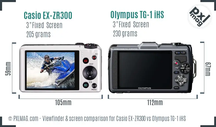 Casio EX-ZR300 vs Olympus TG-1 iHS Screen and Viewfinder comparison