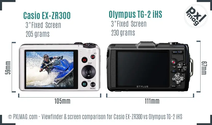 Casio EX-ZR300 vs Olympus TG-2 iHS Screen and Viewfinder comparison