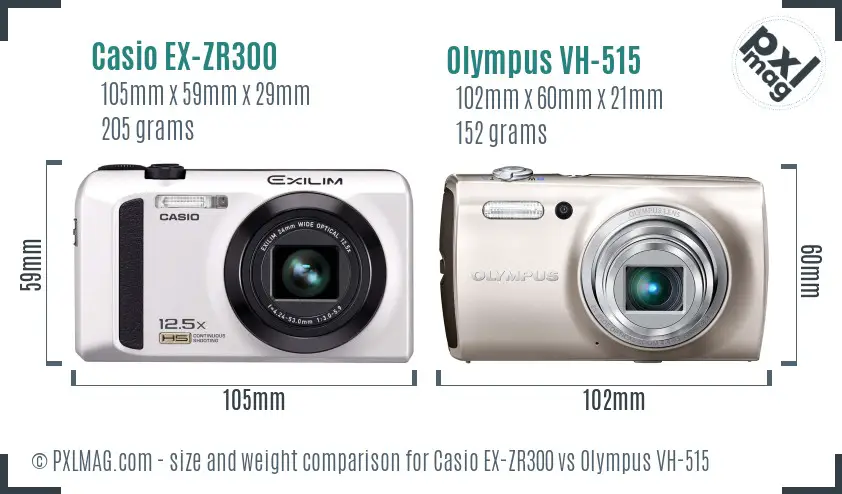 Casio EX-ZR300 vs Olympus VH-515 size comparison