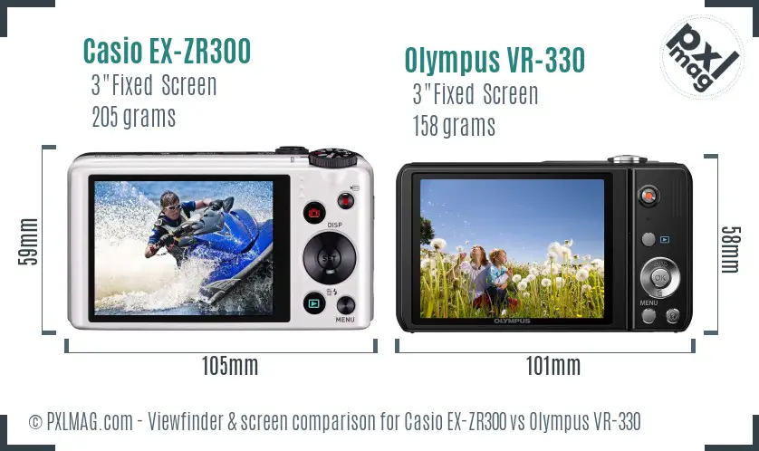 Casio EX-ZR300 vs Olympus VR-330 Screen and Viewfinder comparison