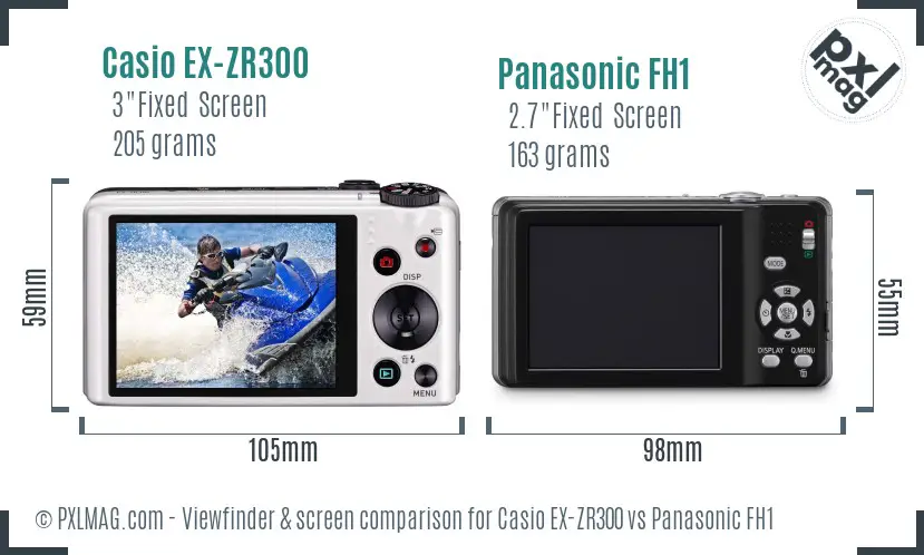 Casio EX-ZR300 vs Panasonic FH1 Screen and Viewfinder comparison