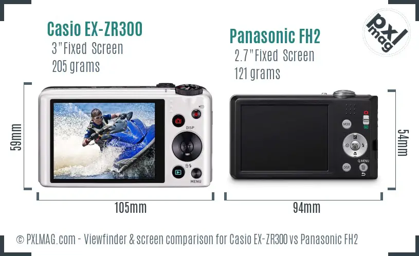Casio EX-ZR300 vs Panasonic FH2 Screen and Viewfinder comparison