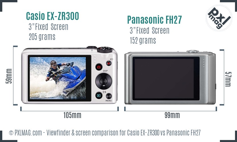 Casio EX-ZR300 vs Panasonic FH27 Screen and Viewfinder comparison