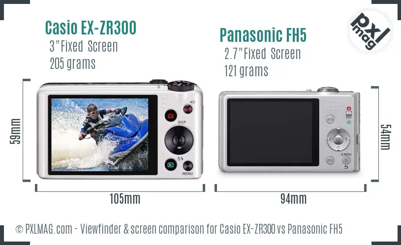 Casio EX-ZR300 vs Panasonic FH5 Screen and Viewfinder comparison