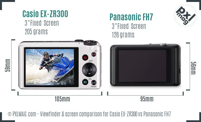 Casio EX-ZR300 vs Panasonic FH7 Screen and Viewfinder comparison