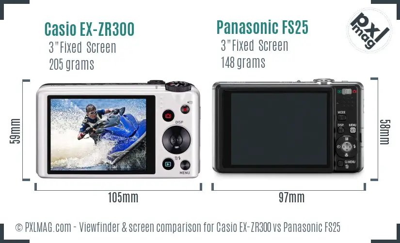 Casio EX-ZR300 vs Panasonic FS25 Screen and Viewfinder comparison Casio EX-ZR300 vs Panasonic FS25 Screen and Viewfinder comparison